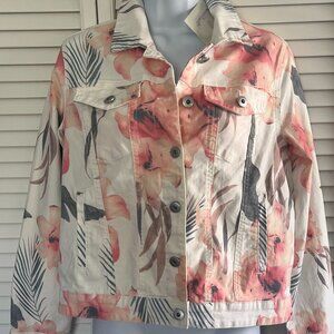 Keren Hart Jacket,  Button Down Pastel Floral Design, Size M, NWT